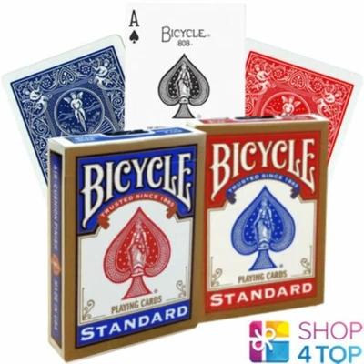 2 Paquets De Cartes À Jouer Poker BICYCLE Cavalier Vélo Dos Rouge Bleu - Photo 1/4
