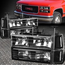 For 94-00 Gmc C10 Ck Suburban Black Housing Clear Corner Headlight Bumper Lamp