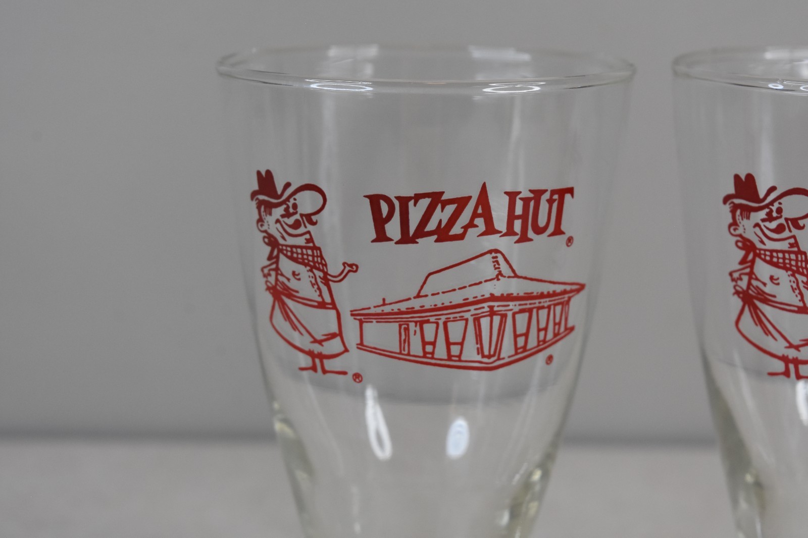 Vintage NOS 1970s Pizza Hut Libbey 12oz Drinking Glasses 5 7/8" Tall Lot of 2