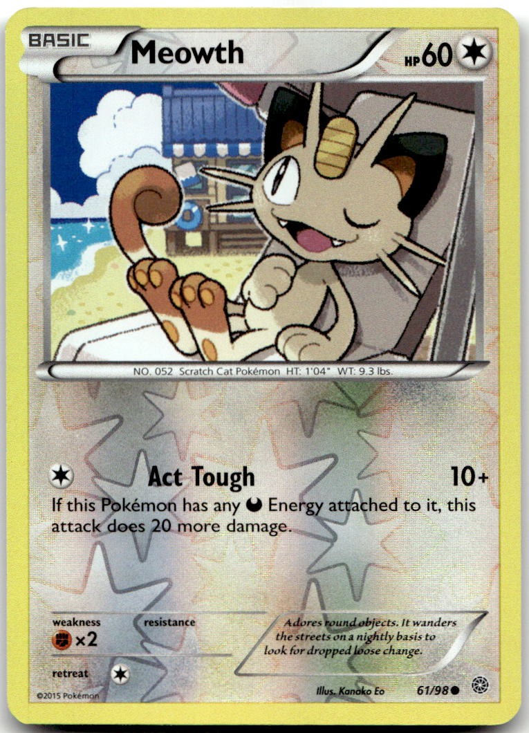 Meowth 61/98 Common Ancient Origins Pokemon Near Mint Reverse Holo
