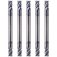 5Pcs 4 Flute Carbide 3/16" x 3/8" x 2-1/2" End Mills - Double End - AlTiN Coated