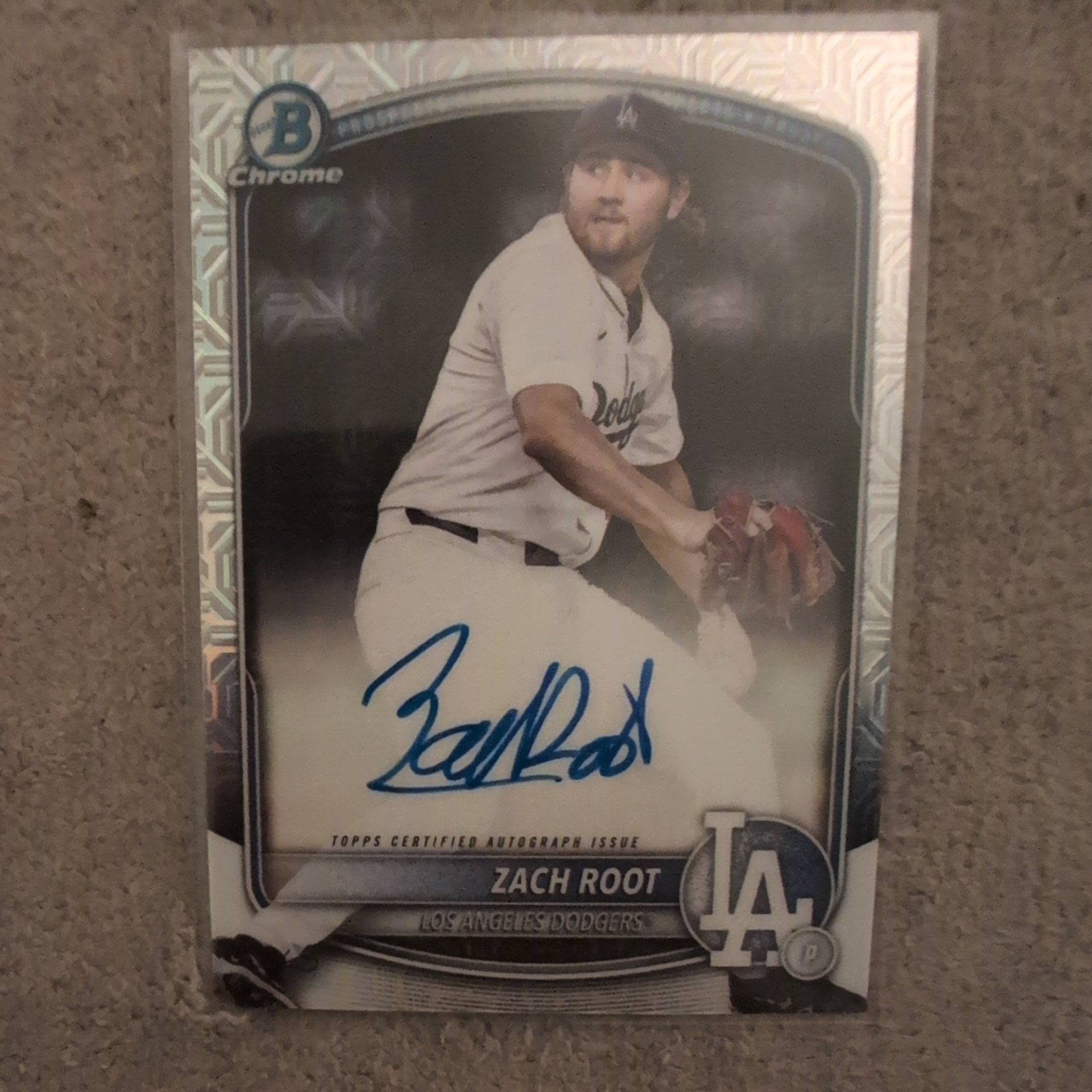 Zach Root 2025 Bowman Draft Chrome Mojo Auto Mega Refractor LA Dodgers #BMA-ZR