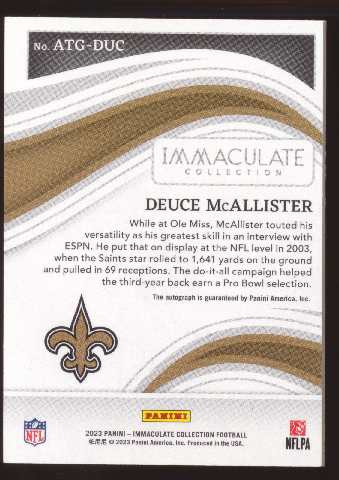 2023 PANINI IMMACULATE DEUCE MCALLISTER ALL TIME GREATS AUTO AUTOGRAPH /49! view 2