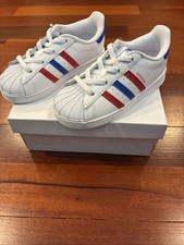adidas Superstar J Americana Shoes Sneakers Kids size 10 USA White Red Blue