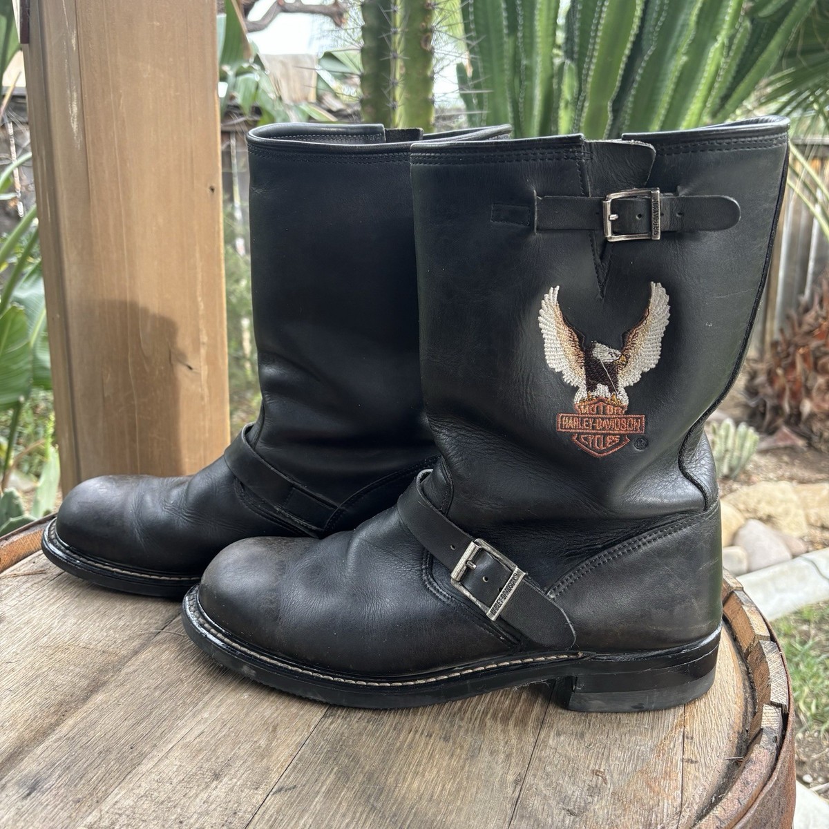 靴 90s Harley-Davidson engineer boots 28cm Harley-Davidson vintage 1990 Engineer Black Leather Biker Boots | eBay
