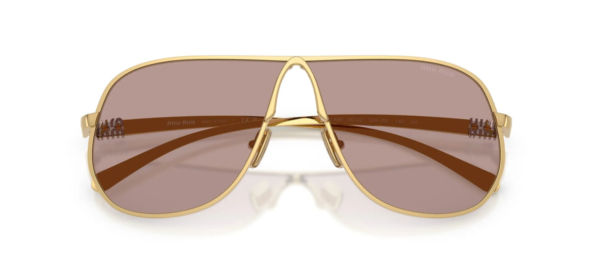 Miu Miu Women Sunglasses Gold Purple Brown Oval MUA54S 5AK20I NEW AUTHENTIC Miu Miu Sunglasses MU 54YS Gold Light Purple Brown 5AK0/6I  main image 3