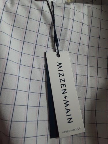 MIZZEN + MAIN-2XL-Leeward Std. Fit White Navy Pink Windowpane Performance LS NWT - Picture 6 of 17