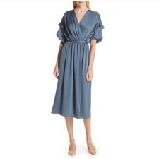 Kate Spade Blue Satin Midi Dress, Sz 6