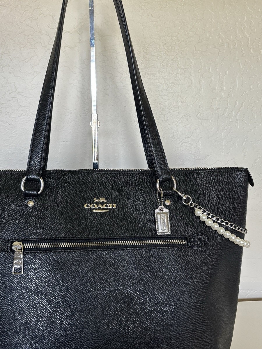 Coach Gallery Zip City Tote Bag Leather F79608 Black Silver | eBay