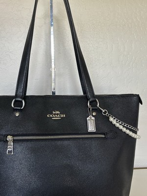 Coach Gallery Zip City Tote Bag Leather F79608 Black Silver | eBay