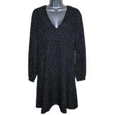 Uniqlo Printed Polka Dot V-Neck Long-Sleeve Mini Dress