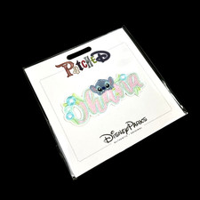Disney Parks Pink Blue Sparkle Embroidered Ohana Lilo and Stitch PatcheD Patch