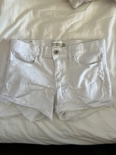 Abercrombie Kids Girls Mid Rise Cutoff MIDI Denim Shorts 11/12 White Shorts