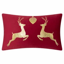 Gold Foil Christmas Deer Throw Pillow Cover Soft Pillow Case Decorative Cushi...