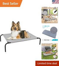 Heavy-Duty Elevated Pet Bed - Portable Cooling Cot for Medium Dogs, Grey