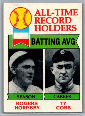 1979 Topps #414 All-Time Record Holders:Batting Average(Rogers Hornsby/Ty Cobb)