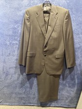 Hickey Freeman Barneys NY 42R Worsted Wool Suit USA Brown Pinstripe