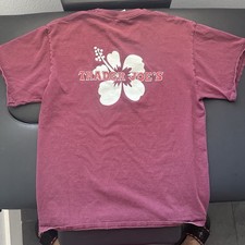 Trader Joe's Burgundy Logo Graphic T-Shirt M Crew Neck Short Sleeve Cotton