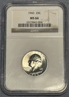 1943 25C NGC MS 66 Washington Quarter 90% Silver Graded NGC MS 66 See Pics!!