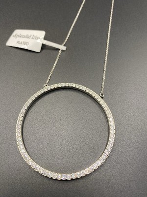 Open Pave Large Circle Pendant 16 Necklace Silver Splendid Iris New With Tags