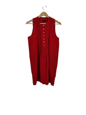 Quince Women 100% European Linen Sleeveless Swing Dress Red S