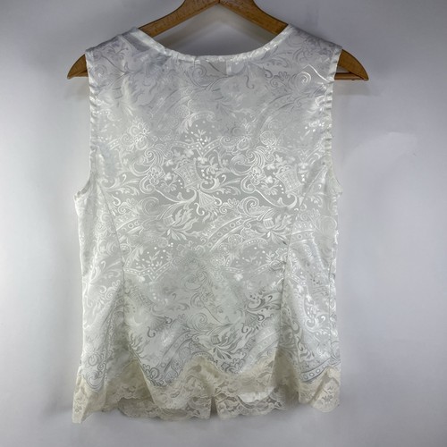 Vintage Victoria Secret Gold Label Trägertop weiß Satin Spitzenbesatz Knopfleiste Gr. M - Bild 7 von 11