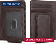 Magnetic Closure Slim Wallet for Men Leather RFID Blocking Minimalist Front Pock
