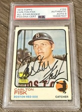 Carlton Fisk Red Sox 1973 Topps All Star Rookie Signed  PSA Authentic 8 Auto HOF
