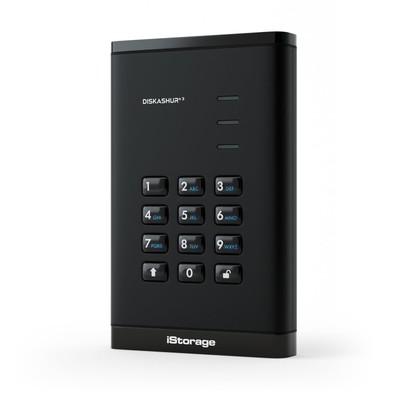 iStorage 5TB diskAshur3 USB 3.2 Gen 1 Encrypted Portable Hard Drive, Black