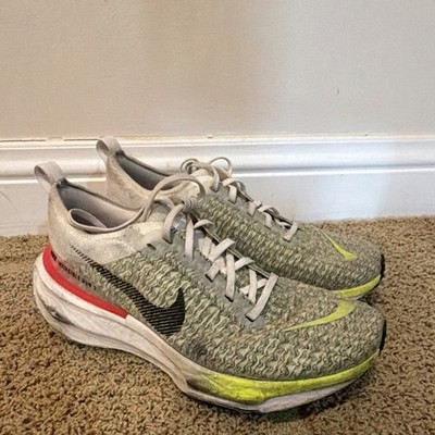 Nike Invincible Run 3 Gray Yellow Black Red Mesh Lace Up Men's Running Sneakers
