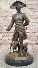 A Französisch 100% Echt Patina Bronze Figur Des The Great Mit Zwei Hunde X Kunst