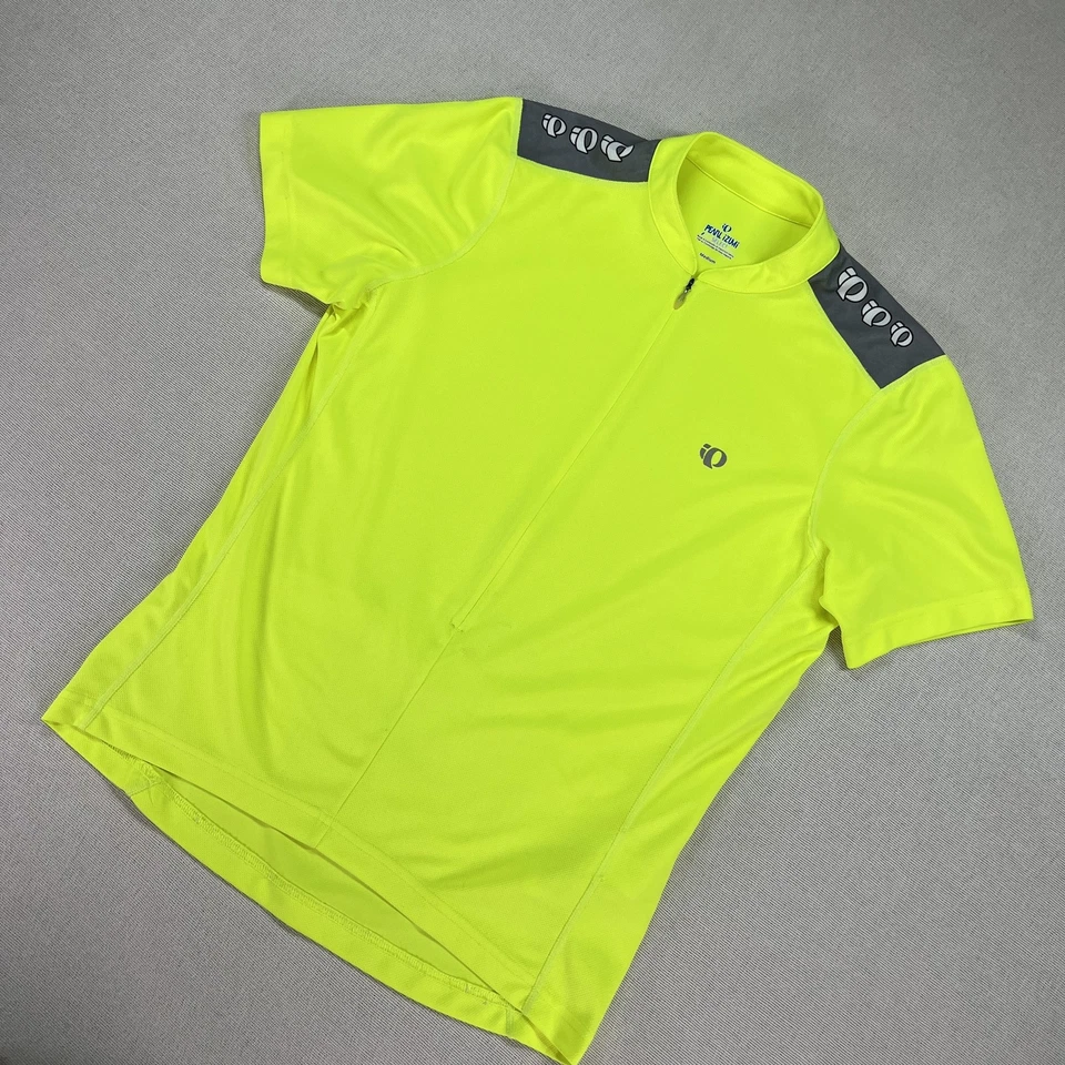 Camiseta deportiva de ciclismo Pearl Izumi para hombre mediana alta visibilidad amarilla 3/4 cremallera manga corta carretera Foto 3 de 4