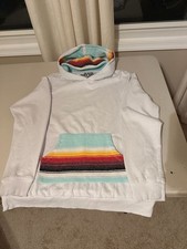 Senor Lopez Eco-Hoodie White Pullover with Baja Serape Blanket Pocket and Hood L