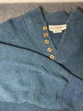 Vintage XL Northern Isles Made in USA Cottage Cozy Blue Green Patterned Sweater