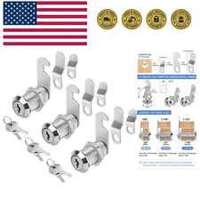 3 Pack Cabinet Cam Locks Keyed Alike - 1-1/8" Zinc Alloy Set for Drawers & RVs