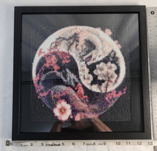 Diamond dots painting Ying Yang completed, sealed, and framed 13in x 13in