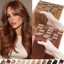 8PCS Weft Clip In Real Human Remy Hair Extensions - Long Medium Short Full Head