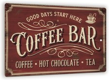 Vintage  Coffee Bar  Tin Metal Signs Home D cor 8x12 Retro Caf  Wall Art With Re