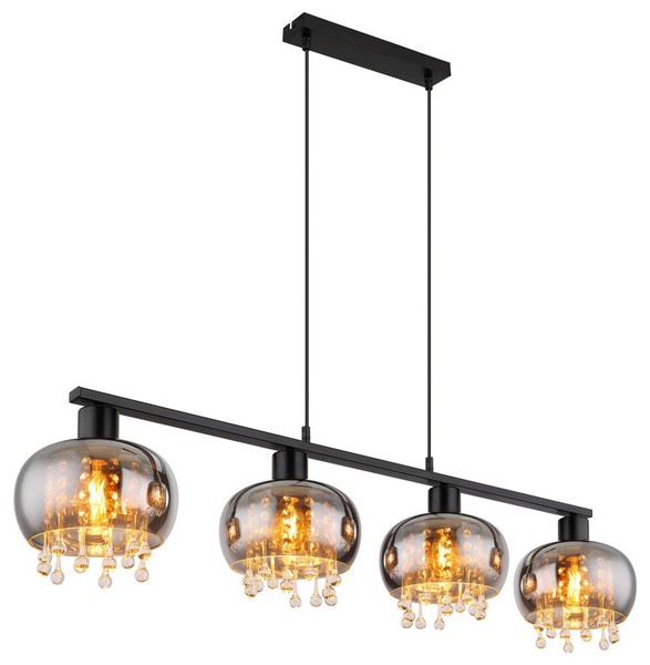 Globo H Corry HäNgeleuchte Metall Schwarz Matt, 4X E27 Led-image