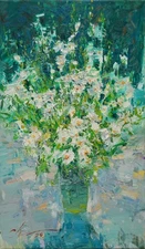 Flowers artwork Original painting Impressionism Oil on canvas by S Chernyakovsky
