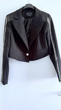 Damen Blazer M schwarz Strassfransen