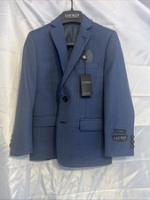 LAUREN Ralph Lauren Big Boy's 7 Blue Tattersall Classic Suit Jacket New 150