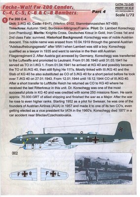 Print Scale Decals 1/72 FOCKE WULF Fw-200 CONDOR C-Series Bomber Part 4