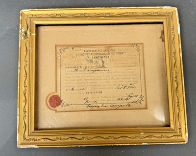 Rare 1868 Vatican Holy Face Certificate   Enrico Campello   St. Peter's Basilica