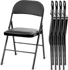 4-Pack Black Folding Chairs Space-Saving for Events & Parties Indoors/Outdoors