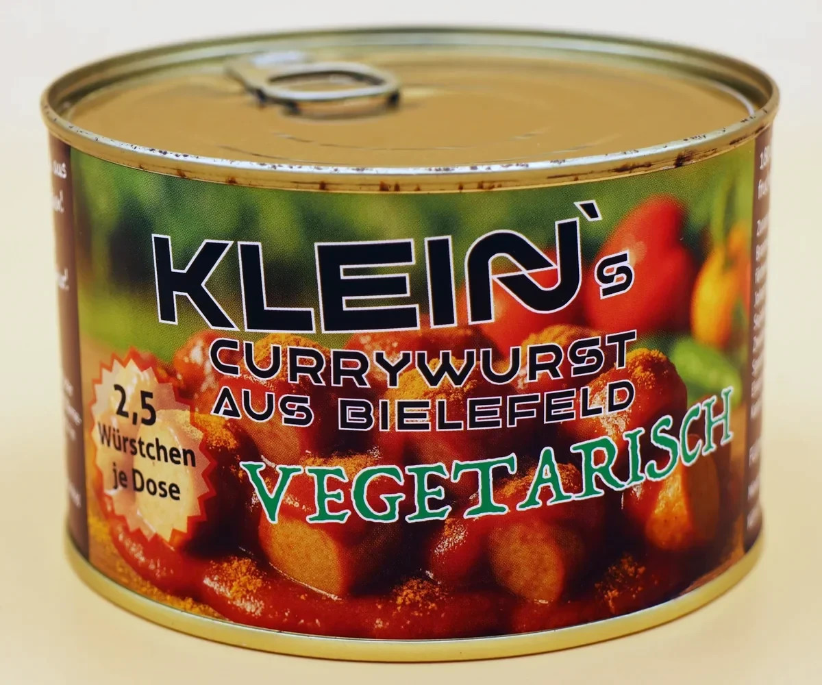 Klein’s Vegetarische Currywurst- 2,5 Würste je Dose - Fertiggericht - Manufaktur