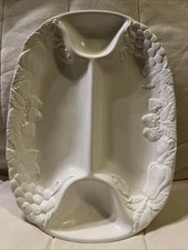 Himark~Orchard Collection White Four Section Oval Serving Platter Fruit Motif