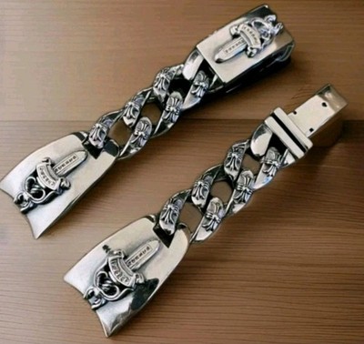 Chrome Hearts Dagger Watch Strap Band Vintage Silver Sz17 Cross Design 2003 .925