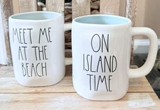 NEW Rae Dunn „Meet Me At The Beach“ & „On Island Time“ Summer Sun Salty Fun Mugs