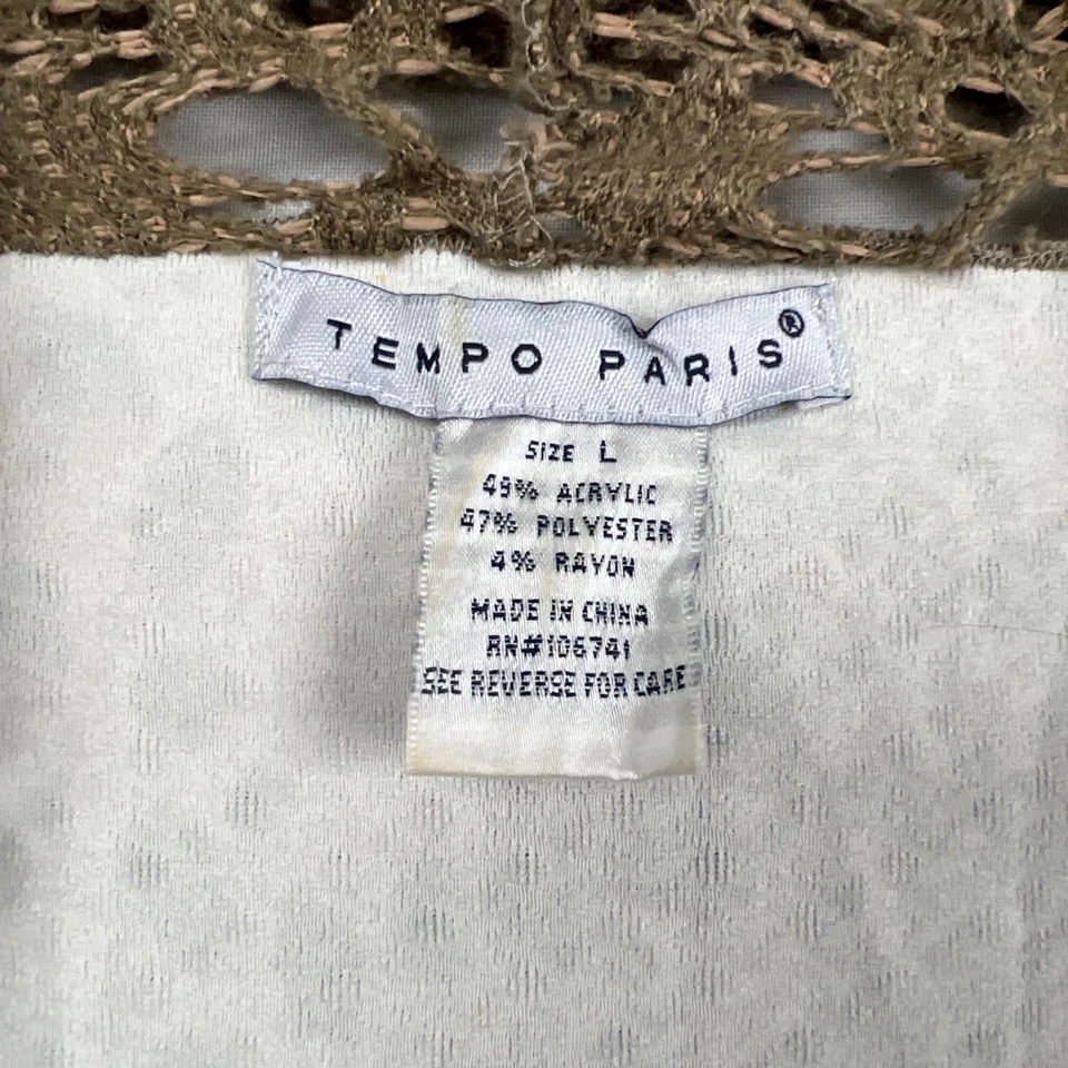 Cárdigan Tempo Paris Abierto Crochet Abstracto Talla L Topper Boho Arte para Usar Foto 4 de 4